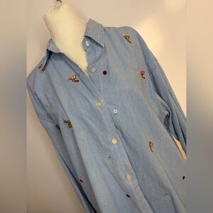 Vintage Warner bros Light Blue Denim Shirt